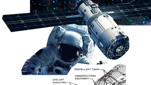 콜라주: a space suit(floating)